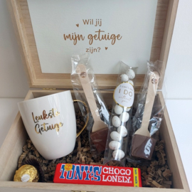 Houten kistje 'Hot Chocolat' - vraag GETUIGE