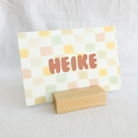 Heike - geboortekaart met speels blokjesmotief