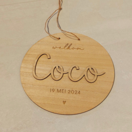 Houten naambord large, 20cm, superior