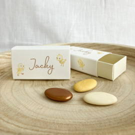 Doopsuikerset Jacky – Baby eendjes thema in botergeel (50st)