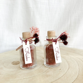 Doopsuikerset Frieke - Oudroze & bordeaux met krullig lettertype (40st)