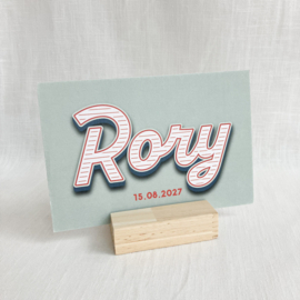 Rory - Retro geboortekaartje met pastelgroene achtergrond