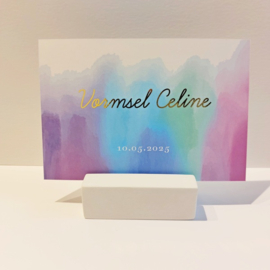 10 Dromerige uitnodigingen met lila aquarel en goudfolie - type Celine