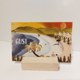 Gust - diepgekleurde, tropische geboortekaart