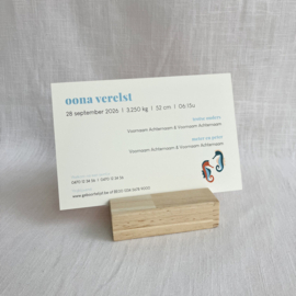 Oona - vrolijk gekleurde geboortekaart met zeepaardjes
