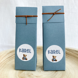Doopsuikerset Karel – Teddybeertje grijsblauw thema