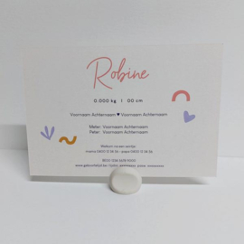 Robine - Moderne geboortekaart met naam in rozerood