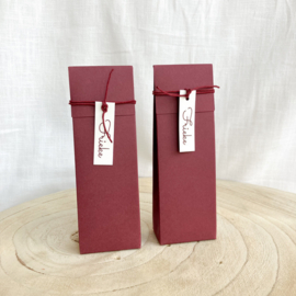 Doopsuikerset Frieke - Oudroze & bordeaux met krullig lettertype (40st)