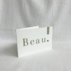 Minimalistisch geboortekaartje Beau in zachtgroen