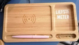 Desk organizer met oplaadstation voor smartphone