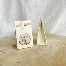 Doopsuikerset Robin - Roestkleurig met schattig hondje (60st)
