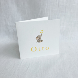Otto - Lief geboortekaartje met olifantje en hartjes
