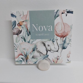 Nova - Stijlvol geboortekaartje met junglemotief en wilde dieren