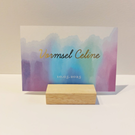 10 Dromerige uitnodigingen met lila aquarel en goudfolie - type Celine