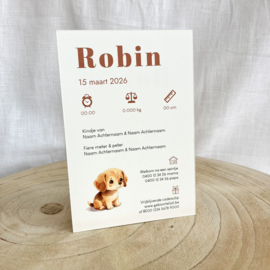 Doopsuikerset Robin - Roestkleurig met schattig hondje (60st)