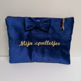 Fluwelen toilettas  marineblauw