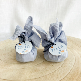 Doopsuikerset Mia - stijlvol lichtblauw met bloemen (50st)