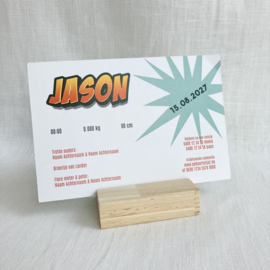 Jason - Retro geboortekaartje met comic-look