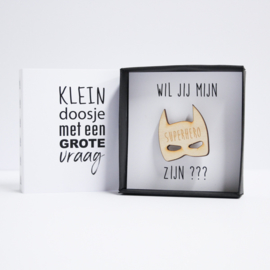 Schuifdoosje met houten badge - vraag peter