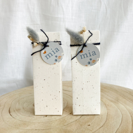 Doopsuikerset Mia - stijlvol lichtblauw met bloemen (50st)