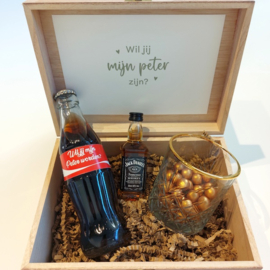 Houten kistje Whiskey Cola - vraag peter of meter
