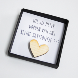 Schuifdoosje met houten badge - vraag meter