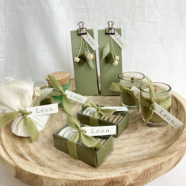 Doopsuikerset Leon –  Boho groen thema
