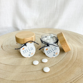 Doopsuikerset Mia - stijlvol lichtblauw met bloemen (50st)