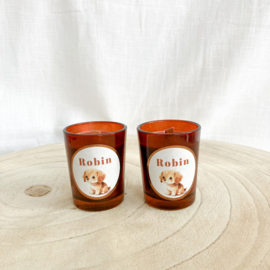Doopsuikerset Robin - Roestkleurig met schattig hondje (60st)