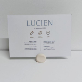 Lucien - Geboortekaartje met blauwe betonlook