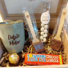 Houten kistje 'Hot Chocolat' - vraag meter of peter