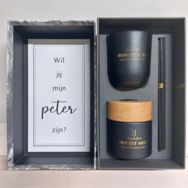 Luxe gift set van geurstokjes & kaars - vraag peter