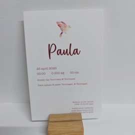 Paula - Stijlvol geboortekaartje met vuurtoren in warm rozerood