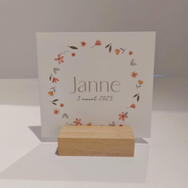 Janne - Geboortekaartje met Bloemenkrans