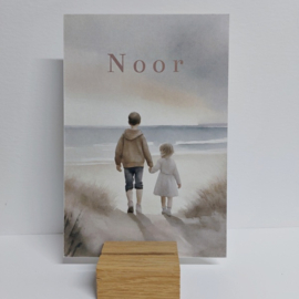 Boris - Lieve geboortekaart met broertjes op het strand