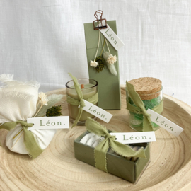 Doopsuikerset Leon –  Boho groen thema