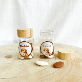 Doopsuikerset Robin - Roestkleurig met schattig hondje (60st)