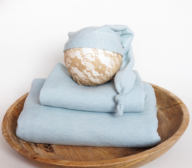 Puntmuts- wollen serie baby blauw