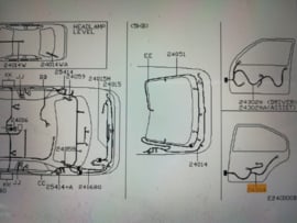 Harness door, rear right-hand Nissan Primera P11 24126-9F611 Used part.