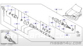 Aandrijfashoesset wielzijde Nissan 39241-71J25 P10/ P11/ WP11 Origineel.