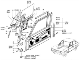 Glass-door ventilator, left-hand Datsun Sunny B110  80245-H1101 (80271-H1001) Used part.