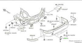 Finisher-rear bumper, center Nissan Almera N16 85071-BN700 Original.