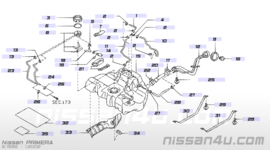 Tankbandenset Nissan Primera P11/ WP11 17406-2F010 + 17407-2F000