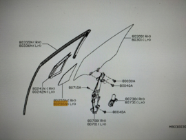 Glass-front door partition. Left-hand Nissan Micra K14 802B3-5FA0A (43R-011583) Used part.