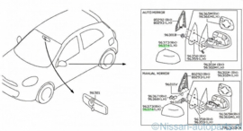 Cover-mirror body left-hand Nissan Micra K13 96374-1HA0A New.