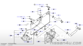 Radiateurdop Nissan 21430-01F02 A32/ CA33/ CK12/  D22/ E11/ E24/ K11/ K12/ LCD22/ M11/ N15/ N16/ P10/ P11/ P12/ R20/ T30/ T31/ S14/ V10/ W10/ WP11/ Y10/ Y60/ Y61/ Z33 Gebruikt.