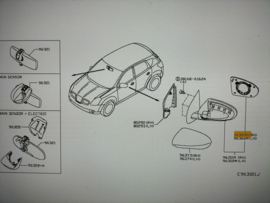 Glass-mirror, right-hand Nissan Qashqai J10/ JJ10 96365-JD11A (3001-844) Used part.