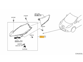 Koplamp links Nissan Leaf ZE0E 26060-3NL5A Gebruikt.