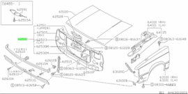 Support assy-radiator core (half part) Nissan Sunny B11 62500-04A00 Original.