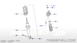 Veerpoot achteras Nissan Almera Tino V10 55020-BU005 + 56210-BU000 Gebruikt.